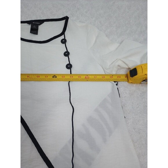Ali Miles Top Womens Size Small White/Black 3/4 Sleeve Blouse - Picture 6 of 10